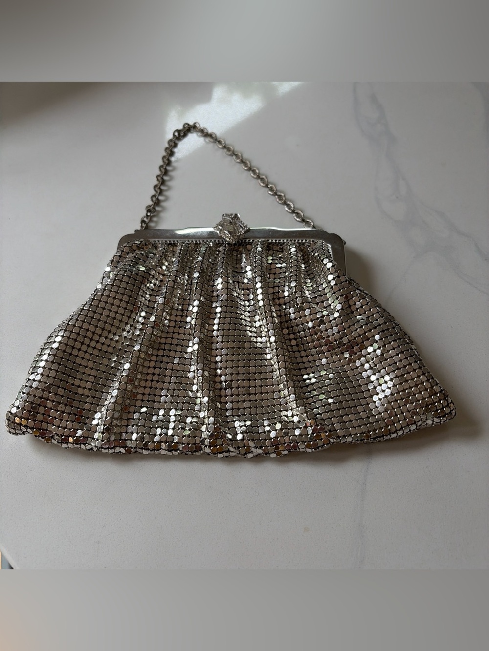 Vintage Whiting & Davis metal mesh purse with chain strap